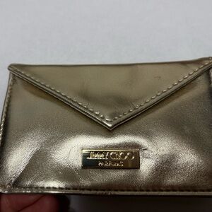 Jimmy Choo Parfums Mini Envelope Bag Gold Metallic Coin Card ID Purse Pouch